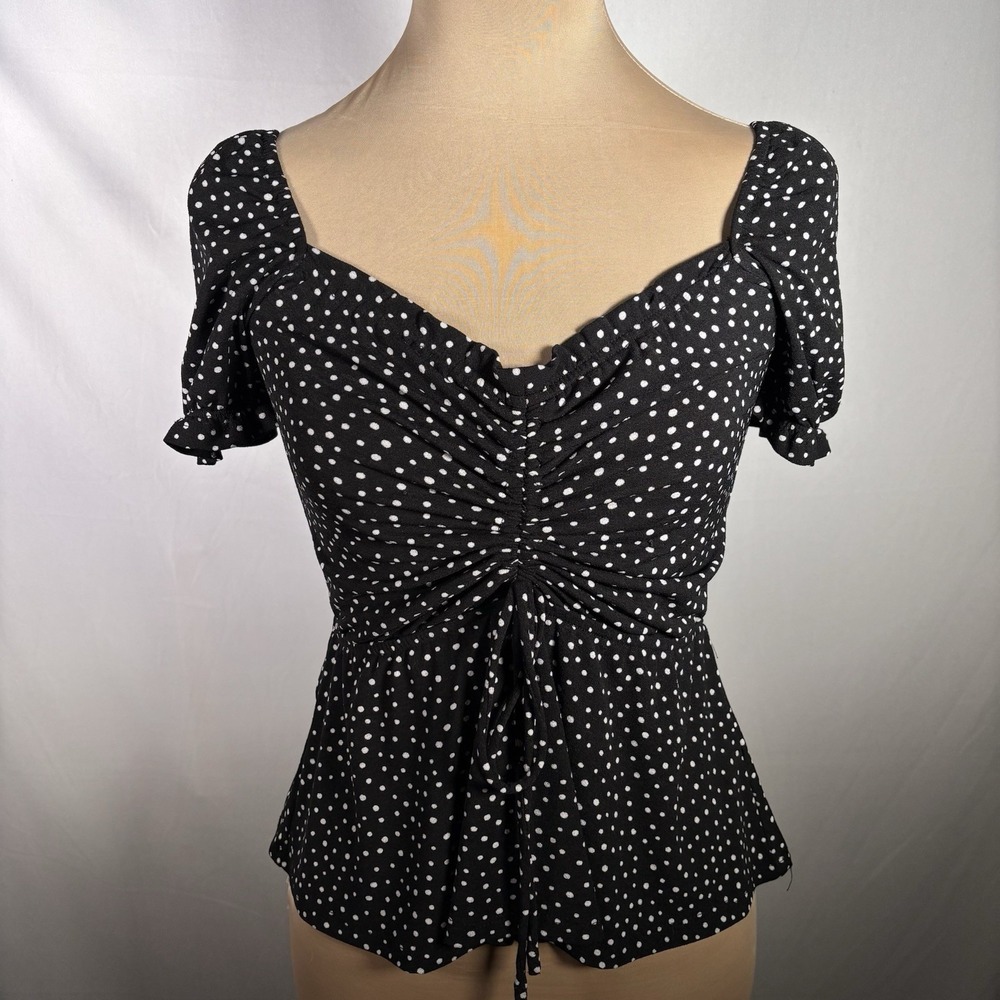 Monteau Los Angeles Y2K Retro Babydoll Polka Dot Top Womens Small Fairy Grunge